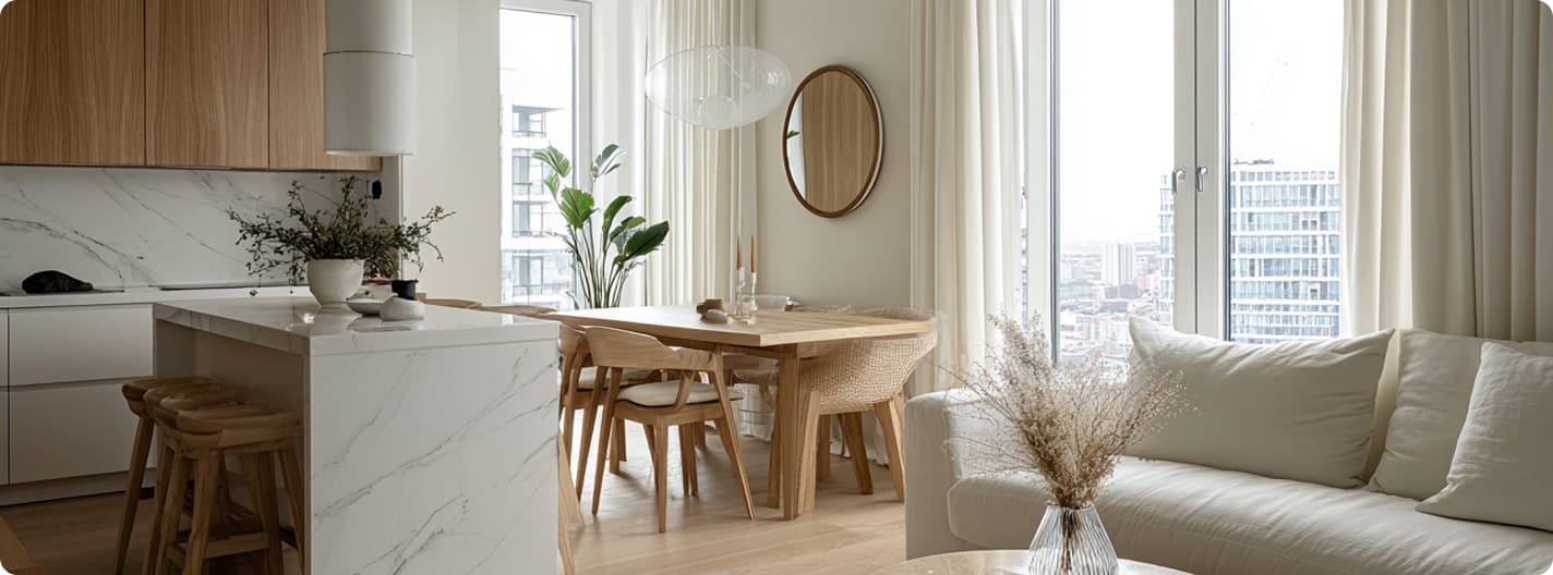 Modern living and dining space